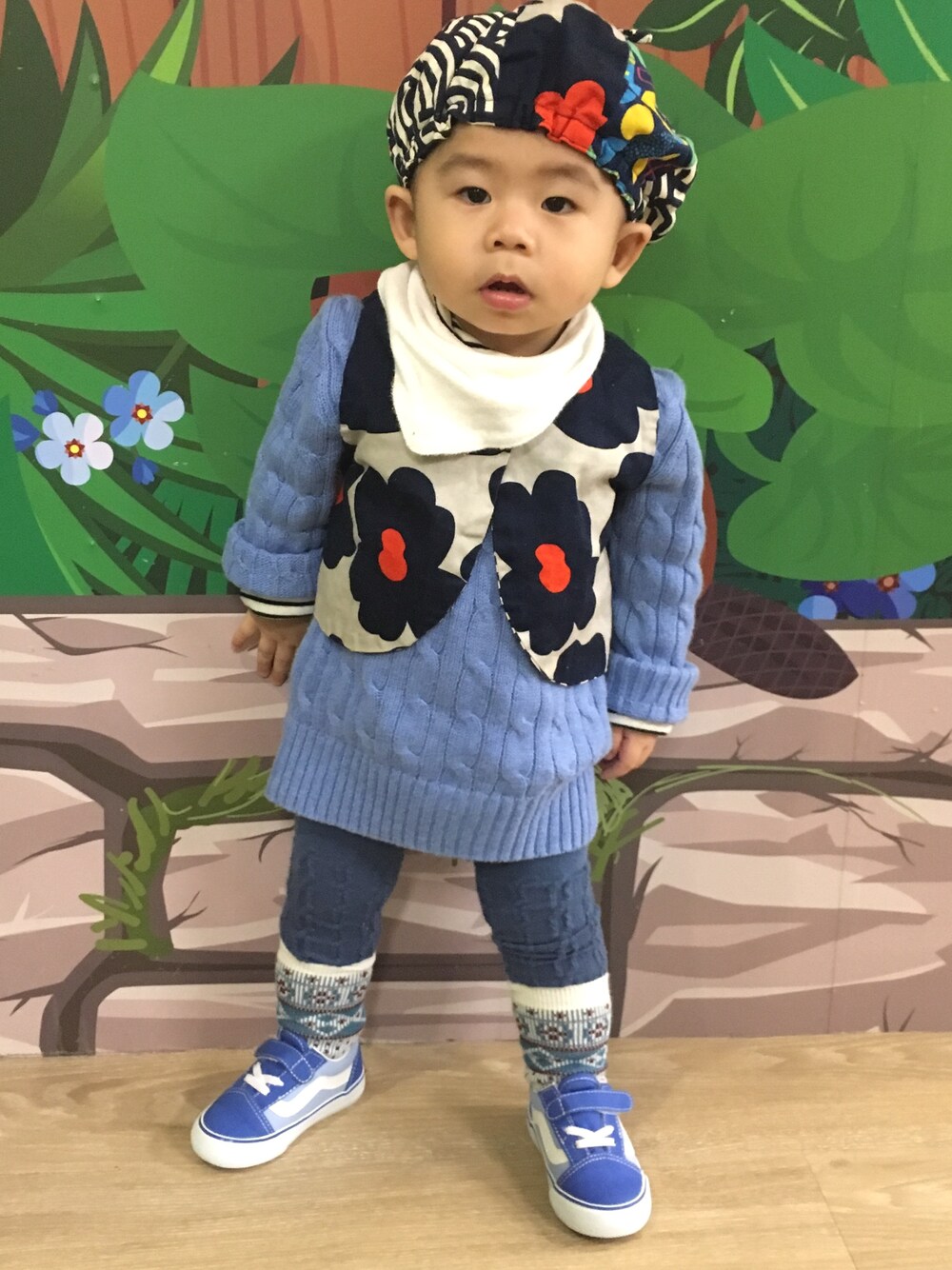 「VANS、kids、kidsfashion、blue、冬コーデ、Polo Ralph Lauren」｜「POLO RALPH LAURENのアイテム（ニット/セーター、ブルー系）」を使った、Blakeyuuさん（キッズ・80cm）の冬コーディネートの1枚目の写真