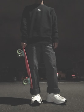「HUF（ハフ）のアイテム（スウェット）」を使った、T3Pさん（メンズ・163cm）の冬コーディネート