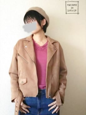 「EGOIST（エゴイスト）のアイテム（ライダースジャケット）」を使った、memeppさん（レディース・170cm）の秋コーディネート