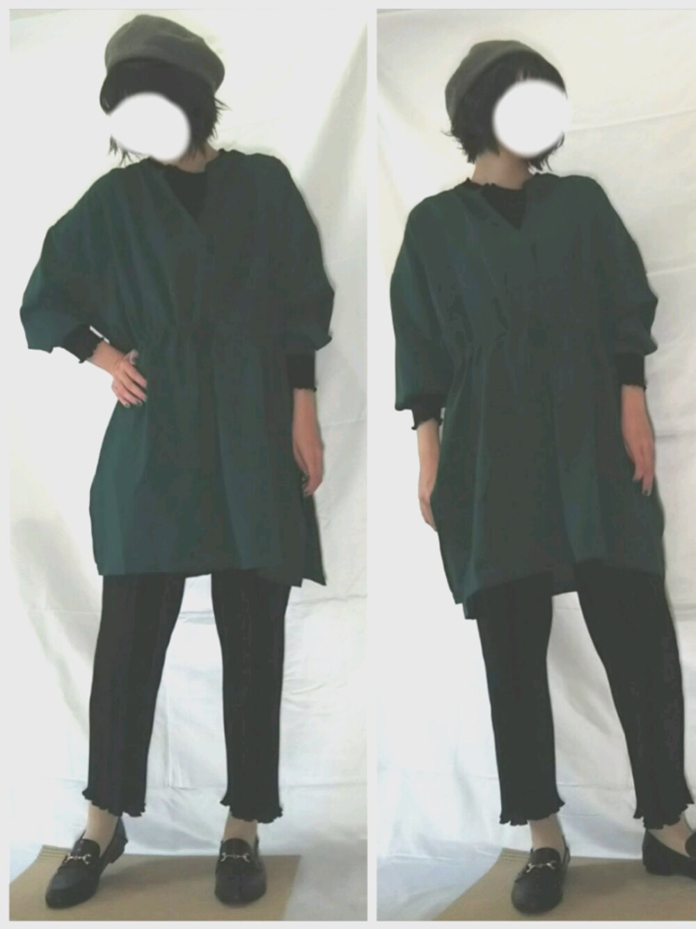 「オタ活、推し色コーデ、推し事、プリーツパンツ、ベレー帽、プチプラコーデ」｜「しまむらのPAバスクベレー（ハンチング/ベレー帽、グリーン系）」を使った、memeppさん（レディース・170cm）の秋コーディネートの1枚目の写真