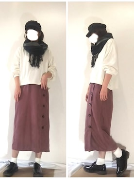 「しまむら（シマムラ）のアイテム（キャスケット）」を使った、memeppさん（レディース・170cm）の秋コーディネート