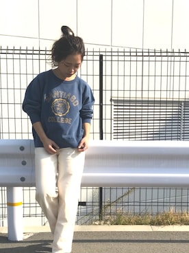 「blue」｜「アイテム（スウェット）」を使った、SHIORIさん（レディース・150cm）の秋コーディネート