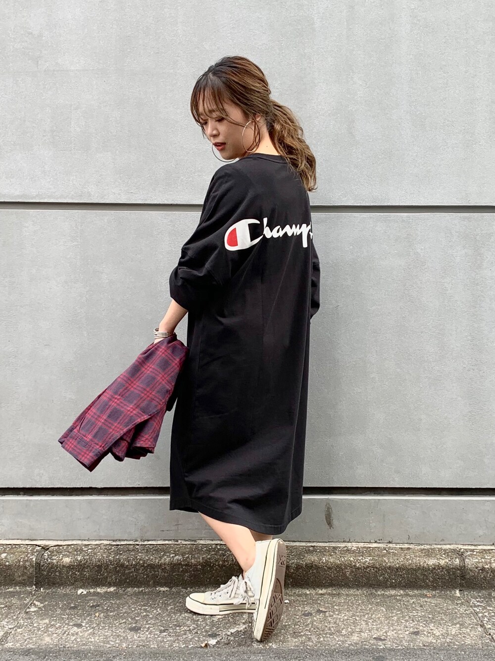 19AW 【Champion/チャンピオン】ドロップテールバックプリントワンピース マキシワンピース Champion（チャンピオン）の「Champion&frasl;チャンピオンドロップ