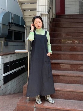 「2wayワンピース」｜「アイテム（ブーツ）」を使った、SHIORIさん（レディース・150cm）の春コーディネート