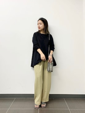 「CIAOPANIC（チャオパニック）の【WEB限定】センタープレスタックパンツ（その他パンツ）」を使った、SHIORIさん（レディース・150cm）の夏コーディネート