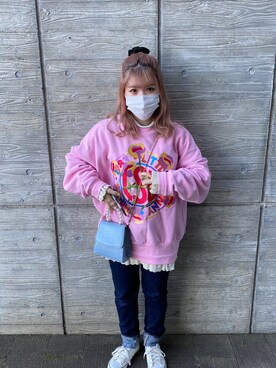 パーカー ピンク系 を使った 韓国ファッション のレディース人気ファッションコーディネート Wear