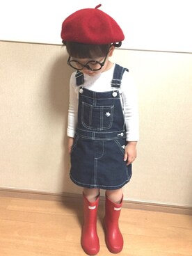 「HUNTER（ハンター）のハンター / キッズ ファーストクラッシック（レインシューズ）」を使った、ひー☺︎♡さん（キッズ・90cm）の春コーディネート