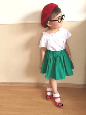 「Aラインスカート」｜「アイテム（その他）」を使った、ひー☺︎♡さん（キッズ・90cm）の春コーディネート