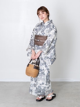 「花火」｜「アイテム（浴衣）」を使った、ゆかた館グレースさん（レディース・160cm）の夏コーディネート