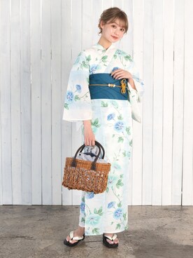 「ブルー」｜「アイテム（浴衣）」を使った、ゆかた館グレースさん（レディース・160cm）の夏コーディネート