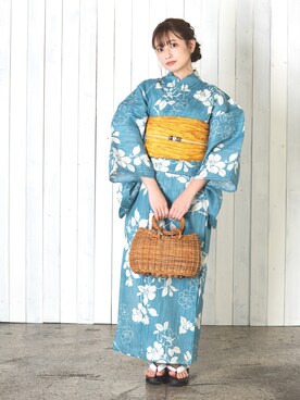 「イエロー」｜「アイテム（浴衣）」を使った、ゆかた館グレースさん（レディース・160cm）の夏コーディネート