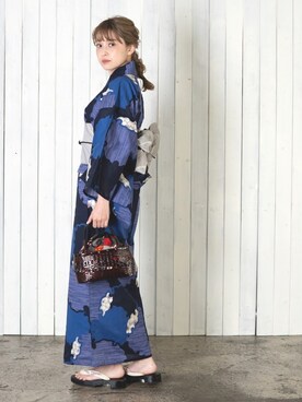 「ブルー」｜「アイテム（浴衣）」を使った、ゆかた館グレースさん（レディース・160cm）の夏コーディネート