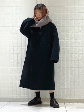 「JUNRED（ジュンレッド）のアイテム（チェスターコート）」を使った、NATSUさん（レディース・155cm）の秋コーディネート