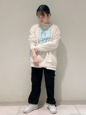「JUNRED（ジュンレッド）のアイテム（スウェット）」を使った、NATSUさん（レディース・155cm）の冬コーディネート