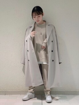 「JUNRED（ジュンレッド）のアイテム（トレンチコート）」を使った、NATSUさん（レディース・155cm）の冬コーディネート