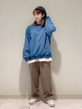 「JUNRED（ジュンレッド）のアイテム（スウェット）」を使った、NATSUさん（レディース・155cm）の冬コーディネート