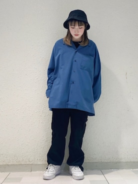 「JUNRED（ジュンレッド）のアイテム（帽子）」を使った、NATSUさん（レディース・155cm）の春コーディネート