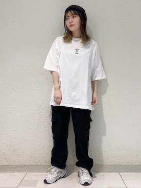 「JUNRED（ジュンレッド）のアイテム（帽子）」を使った、NATSUさん（レディース・155cm）の春コーディネート
