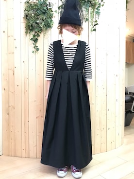 「チュールニット帽」｜ゆかさん（レディース・154cm）の冬コーディネート