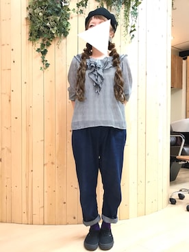 「おさげ」｜「アイテム（ハンチング/ベレー帽）」を使った、ゆかさん（レディース・154cm）の夏コーディネート