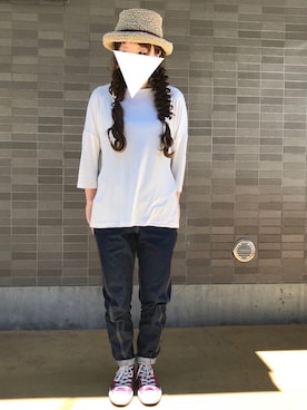 「アイテム（ヘアピン、ホワイト系）」を使った、ゆかさん（レディース・154cm）の夏コーディネート