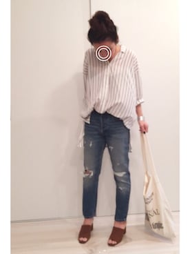 「TODAYFUL（トゥデイフル）のVintageトートバッグ（トートバッグ）」を使った、a.megumiさん（レディース・160cm）の冬コーディネート