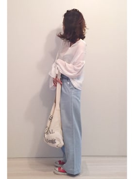 「TODAYFUL（トゥデイフル）のVintageトートバッグ（トートバッグ）」を使った、a.megumiさん（レディース・160cm）の春コーディネート