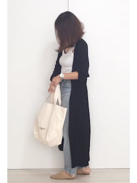 「MOUSSY（マウジー）のMV JW Tapered（デニムパンツ）」を使った、a.megumiさん（レディース・160cm）の夏コーディネート