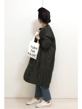 「切りっぱなしデニム」｜「アイテム（その他アウター）」を使った、a.megumiさん（レディース・160cm）の秋コーディネート