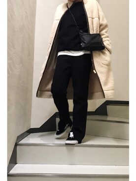 「袖ボリューム」｜「アイテム（その他アウター）」を使った、a.megumiさん（レディース・160cm）の冬コーディネート