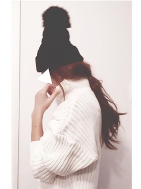 「PLAIN CLOTHING（プレーンクロージング）のアイテム（ニットキャップ/ビーニー）」を使った、a.megumiさん（レディース・160cm）の冬コーディネート