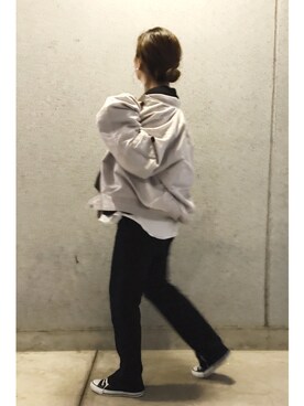 「袖ボリューム」｜「アイテム（その他アウター）」を使った、a.megumiさん（レディース・160cm）の冬コーディネート