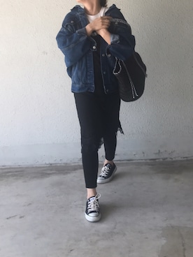 「GRL（グレイル）のアイテム（デニムジャケット）」を使った、a.megumiさん（レディース・160cm）の春コーディネート