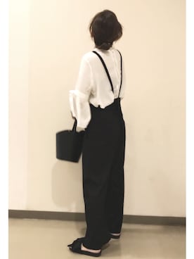 「無地党」｜「アイテム（オールインワン・サロペット）」を使った、a.megumiさん（レディース・160cm）の夏コーディネート