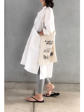 「TODAYFUL（トゥデイフル）のVintageトートバッグ（トートバッグ）」を使った、a.megumiさん（レディース・160cm）の夏コーディネート