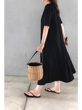 「GRL（グレイル）のバスケットカゴバッグ（かごバッグ）」を使った、a.megumiさん（レディース・160cm）の夏コーディネート