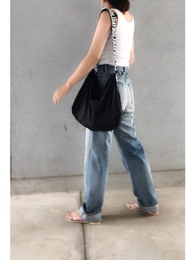 「無地党」｜「アイテム（アクセサリー）」を使った、a.megumiさん（レディース・160cm）の夏コーディネート