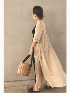 「GRL（グレイル）のバスケットカゴバッグ（かごバッグ）」を使った、a.megumiさん（レディース・160cm）の夏コーディネート