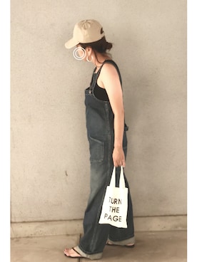 「Johnbull Private labo（ジョンブルプライベートラボ）のアイテム（サロペット/オーバーオール）」を使った、a.megumiさん（レディース・160cm）の夏コーディネート