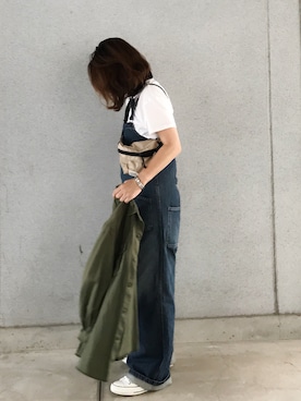 「Johnbull Private labo（ジョンブルプライベートラボ）のアイテム（サロペット/オーバーオール）」を使った、a.megumiさん（レディース・160cm）の秋コーディネート