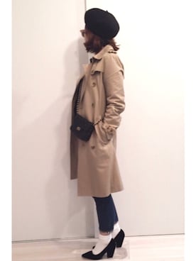 「チェーンバッグ」｜「アイテム（トレンチコート）」を使った、a.megumiさん（レディース・160cm）の秋コーディネート