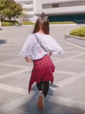 「FILA（フィラ）のアイテム（ショルダーバッグ）」を使った、a.megumiさん（キッズ・130cm）の秋コーディネート