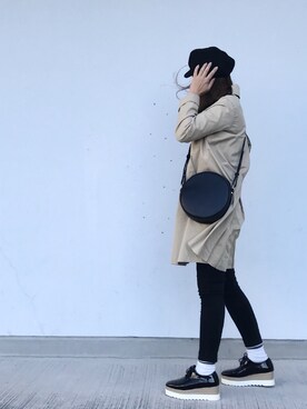 「ドレスアップ」｜「アイテム（ステンカラーコート）」を使った、a.megumiさん（レディース・160cm）の秋コーディネート