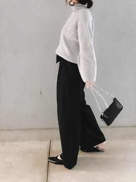 「GRL（グレイル）のアイテム（ピアス（両耳用））」を使った、a.megumiさん（レディース・160cm）の秋コーディネート