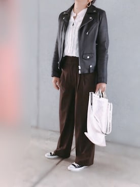 「ウエストイン」｜「アイテム（ジャケット/アウター）」を使った、a.megumiさん（レディース・160cm）の冬コーディネート