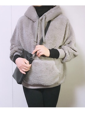 「GRL（グレイル）のボアBIGパーカー（パーカー）」を使った、a.megumiさん（レディース・160cm）の冬コーディネート