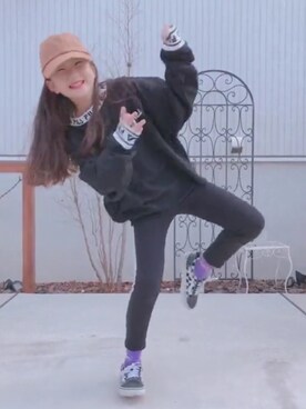 「FILA（フィラ）のアイテム（スウェット）」を使った、a.megumiさん（キッズ・132cm）の冬コーディネート