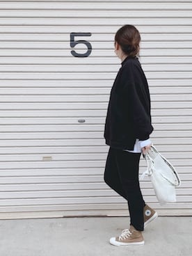 「GRL（グレイル）のアイテム（ピアス（両耳用））」を使った、a.megumiさん（レディース・160cm）の冬コーディネート