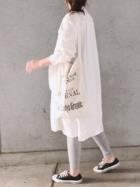 「定番」｜「アイテム（シャツワンピース）」を使った、a.megumiさん（レディース・160cm）の春コーディネート