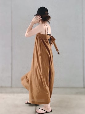 「14+（イチヨンプラス）のUSAコットンキャップ（キャップ）」を使った、a.megumiさん（レディース・160cm）の夏コーディネート